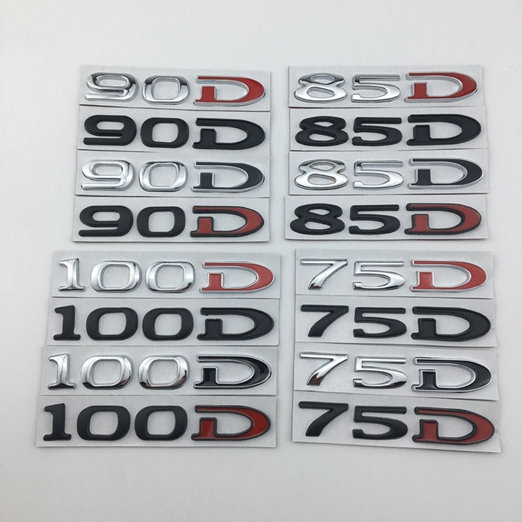 Suitable for Tesla MODEL3 S X Y 75D 85D 90D 100D displacement tail label metal car sticker