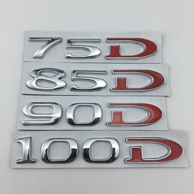 Suitable for Tesla MODEL3 S X Y 75D 85D 90D 100D displacement tail label metal car sticker